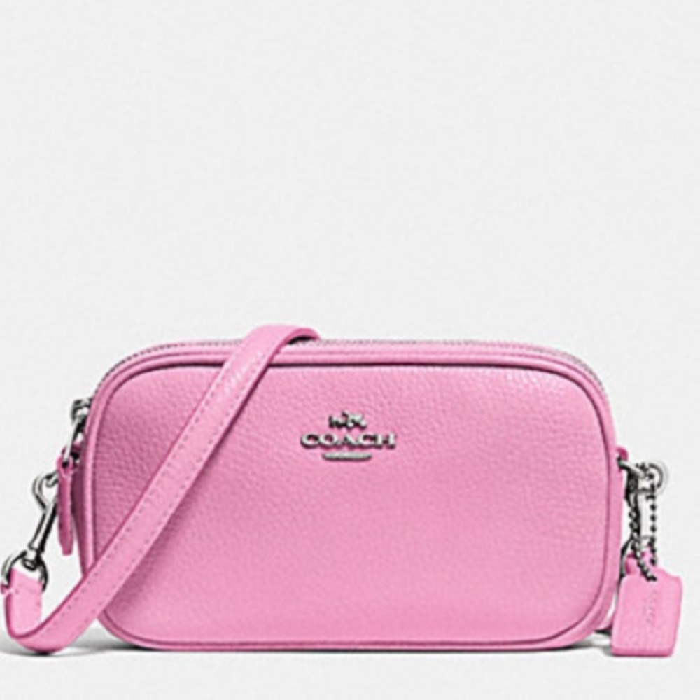 Coach Crossbody Pouch in Pebble Leather Pink